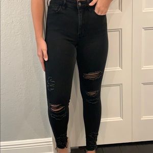 Hollister Black High Waisted Ripped Skinny Jeans